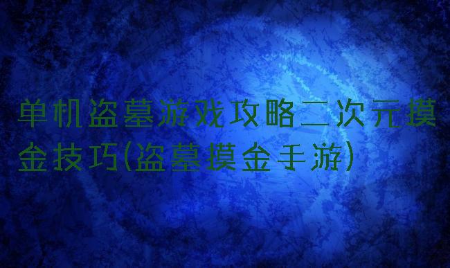 单机盗墓游戏攻略二次元摸金技巧(盗墓摸金手游)