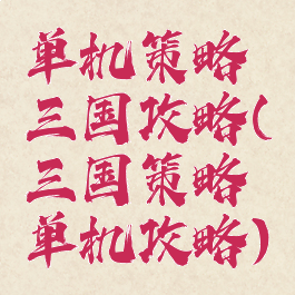 单机策略三国攻略(三国策略单机攻略)