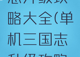 单机三国志升级攻略大全(单机三国志升级攻略大全下载)