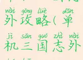 单机三国志外攻略(单机三国志外传吧)