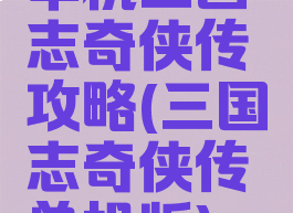 单机三国志奇侠传攻略(三国志奇侠传单机版)