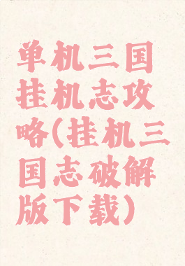单机三国挂机志攻略(挂机三国志破解版下载)