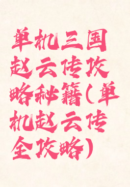 单机三国赵云传攻略秘籍(单机赵云传全攻略)