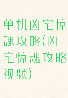 单机凶宅惊魂攻略(凶宅惊魂攻略视频)