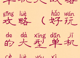 单机大战略攻略(好玩的大型单机策略游戏)