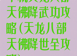 单机天龙八部天佛降武功攻略(天龙八部天佛降世全攻略)