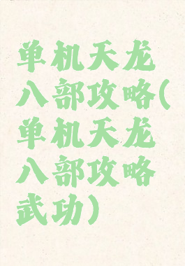 单机天龙八部攻略(单机天龙八部攻略武功)