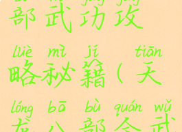 单机天龙八部武功攻略秘籍(天龙八部全武功攻略)