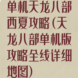 单机天龙八部西夏攻略(天龙八部单机版攻略全线详细地图)