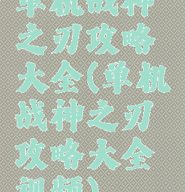 单机战神之刃攻略大全(单机战神之刃攻略大全视频)