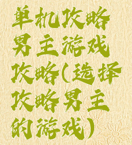 单机攻略男主游戏攻略(选择攻略男主的游戏)