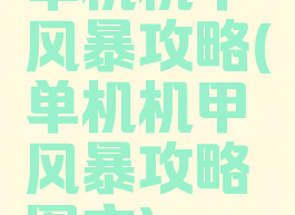 单机机甲风暴攻略(单机机甲风暴攻略图文)