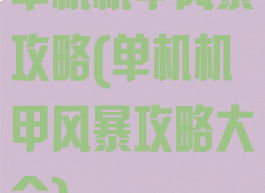 单机机甲风暴攻略(单机机甲风暴攻略大全)