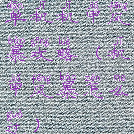 单机机甲风暴攻略(机甲风暴怎么过)