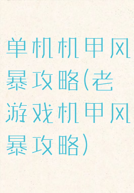 单机机甲风暴攻略(老游戏机甲风暴攻略)