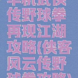 单机武侠传野球拳再现江湖攻略(侠客风云传野球拳攻略)