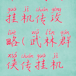 单机武侠挂机传攻略(武林群侠传挂机攻略)