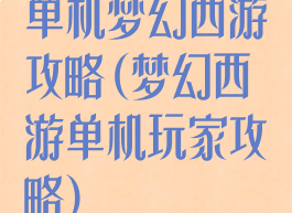 单机梦幻西游攻略(梦幻西游单机玩家攻略)