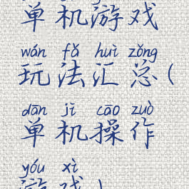 单机游戏玩法汇总(单机操作游戏)