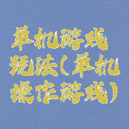 单机游戏玩法(单机操作游戏)