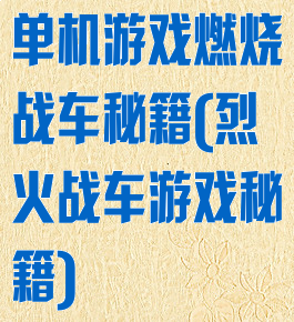单机游戏燃烧战车秘籍(烈火战车游戏秘籍)