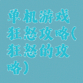 单机游戏狂怒攻略(狂怒的攻略)