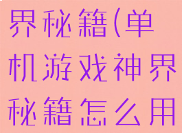单机游戏神界秘籍(单机游戏神界秘籍怎么用)