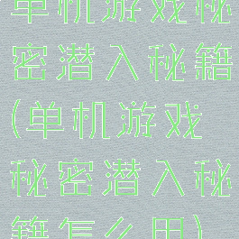 单机游戏秘密潜入秘籍(单机游戏秘密潜入秘籍怎么用)