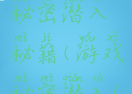 单机游戏秘密潜入秘籍(游戏秘密潜入1攻略视频)