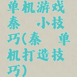 单机游戏秦殇小技巧(秦殇单机打造技巧)