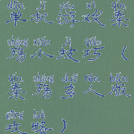 单机游戏秦殇小技巧(秦殇多人版攻略)