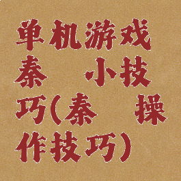 单机游戏秦殇小技巧(秦殇操作技巧)