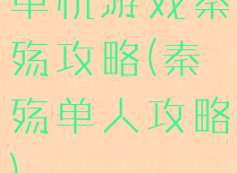 单机游戏秦殇攻略(秦殇单人攻略)