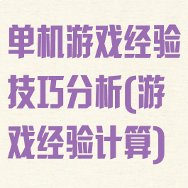 单机游戏经验技巧分析(游戏经验计算)