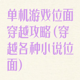 单机游戏位面穿越攻略(穿越各种小说位面)