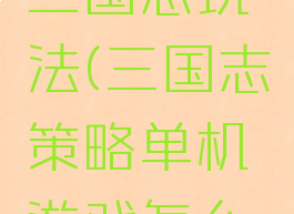 单机游戏三国志玩法(三国志策略单机游戏怎么玩)