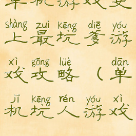 单机游戏史上最坑爹游戏攻略(单机坑人游戏)