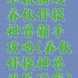 单机游戏养伙伴捉神兽新手攻略(养伙伴捉神兽平民玩家)