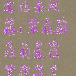 单机游戏刺客信条攻略(单机游戏刺客信条攻略大全)