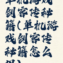 单机游戏剑客传秘籍(单机游戏剑客传秘籍怎么用)