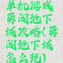 单机游戏勇闯地下城攻略(勇闯地下城怎么玩)