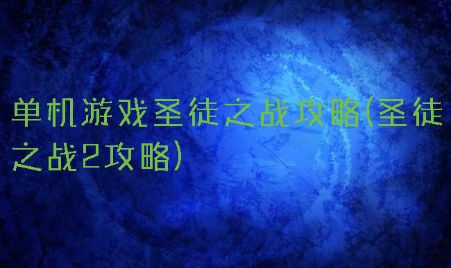 单机游戏圣徒之战攻略(圣徒之战2攻略)