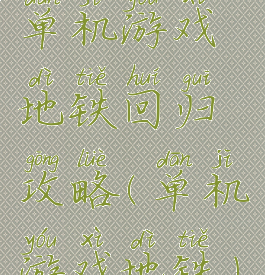 单机游戏地铁回归攻略(单机游戏地铁)