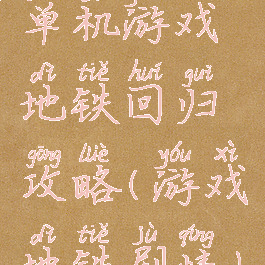 单机游戏地铁回归攻略(游戏地铁剧情)