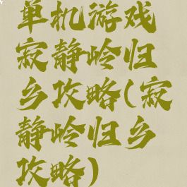 单机游戏寂静岭归乡攻略(寂静岭归乡攻略)