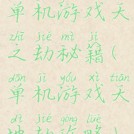 单机游戏天之劫秘籍(单机游戏天地劫攻略)