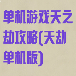 单机游戏天之劫攻略(天劫单机版)