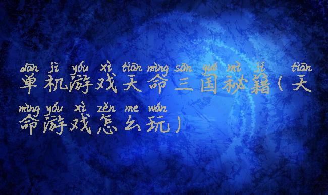 单机游戏天命三国秘籍(天命游戏怎么玩)