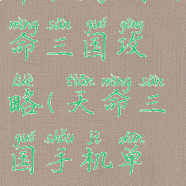 单机游戏天命三国攻略(天命三国手机单机版)