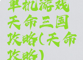 单机游戏天命三国攻略(天命攻略)